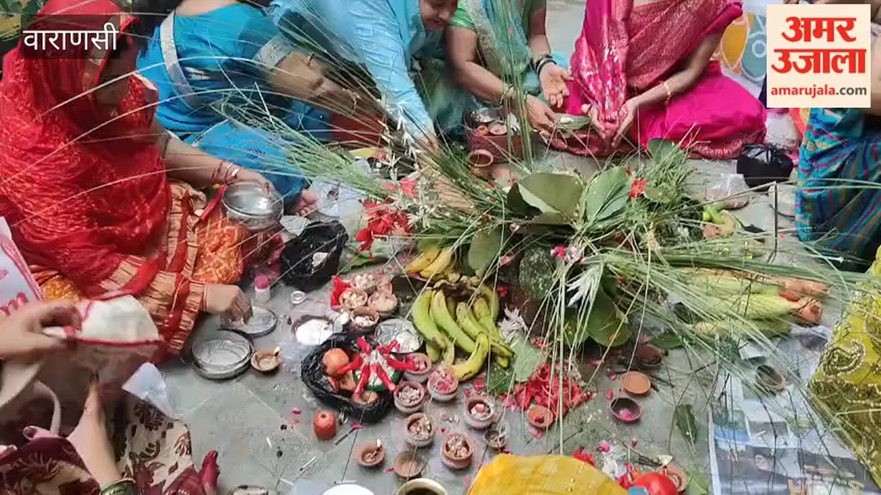 Lalhi Chhath women performed rituals using seven types of grains to pray for the long life of their sons