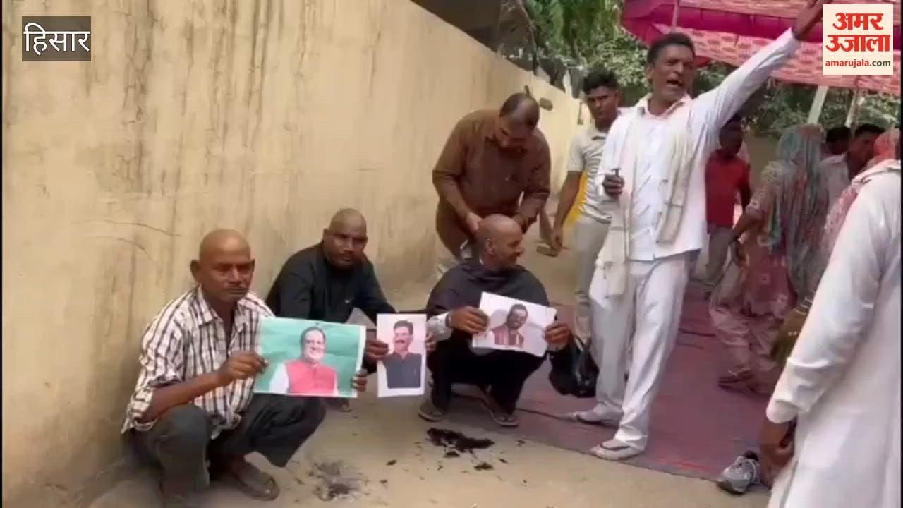 Sanitation workers in Hansi shaved their heads after a 30-day strike, expressing their anger against the government.
