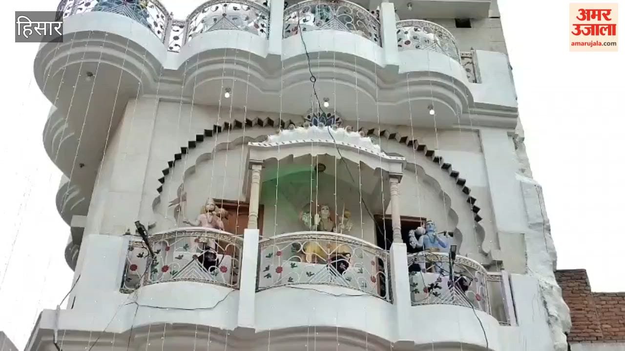 Grand Janmashtami celebration at Hansi's historic Radha-Krishna temple; the temple is decked up and ready.