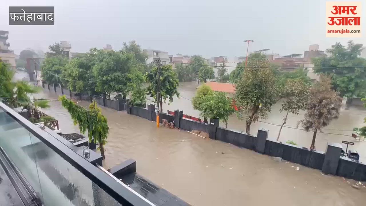 Heavy rain in Tohana on Janmashtami; city inundated, roads waterlogged.
