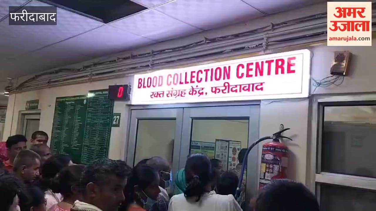 Crowd of patients at the blood testing room of Faridabad BK Civil Hospital.