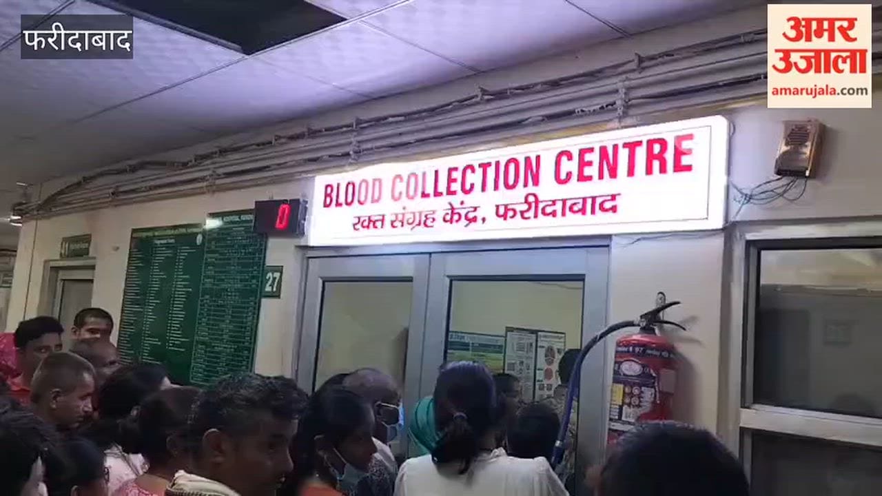 Crowd of patients at the blood testing room of Faridabad BK Civil Hospital.
