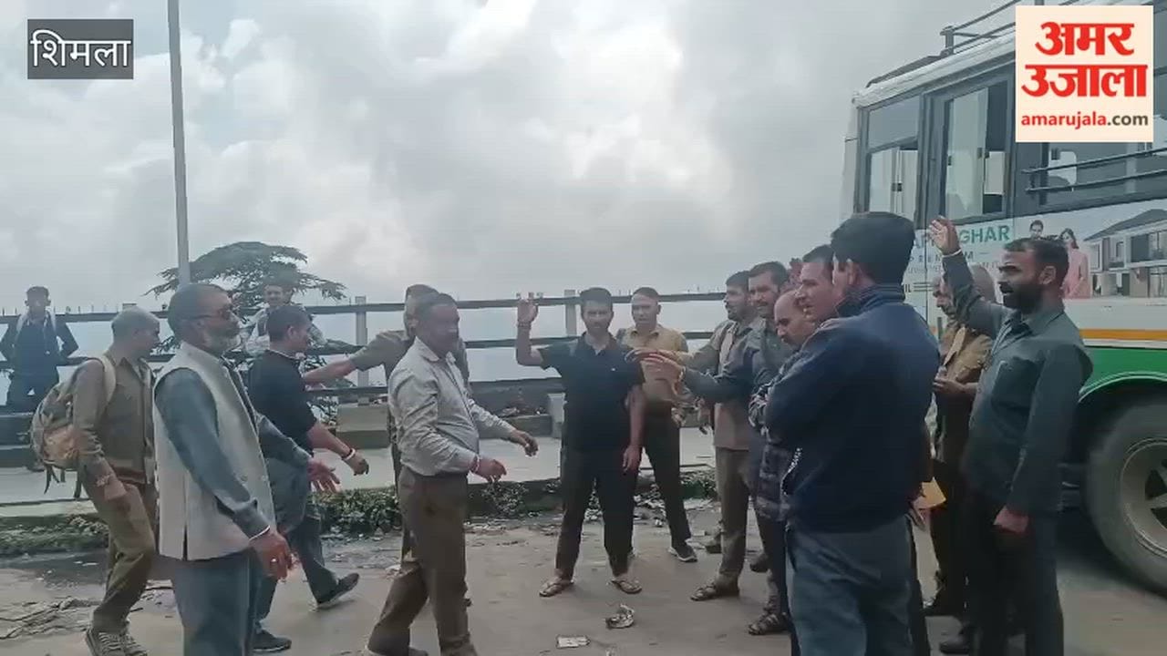 HRTC employees stage a protest in Shimla against a conductor being asked for money in Chamba