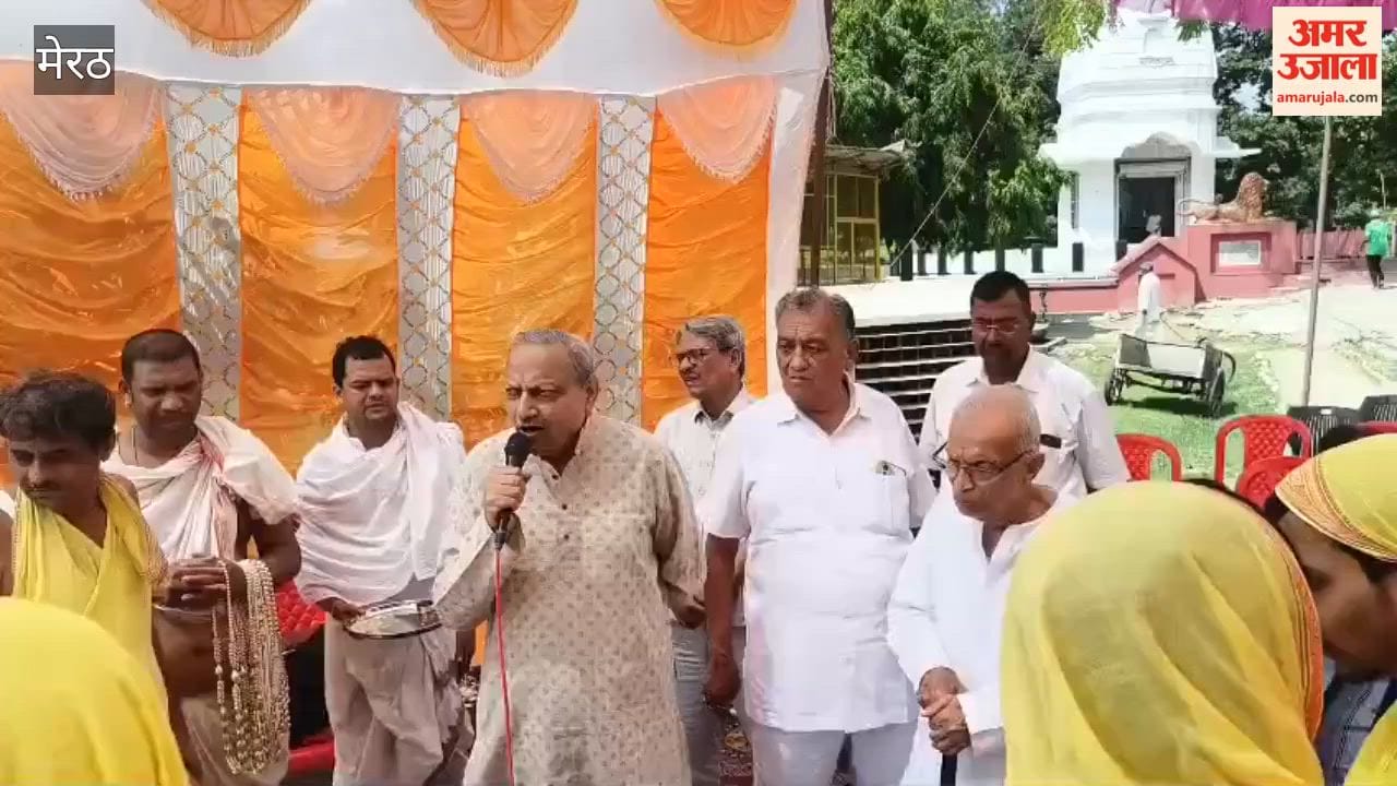 Devotees performing the ritualistic worship of the stone intended for the idol at Vatsalya Tirtha Dham.
