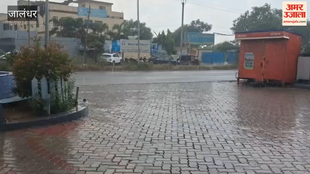 Overcast skies in Jalandhar; light rain makes the weather pleasant.