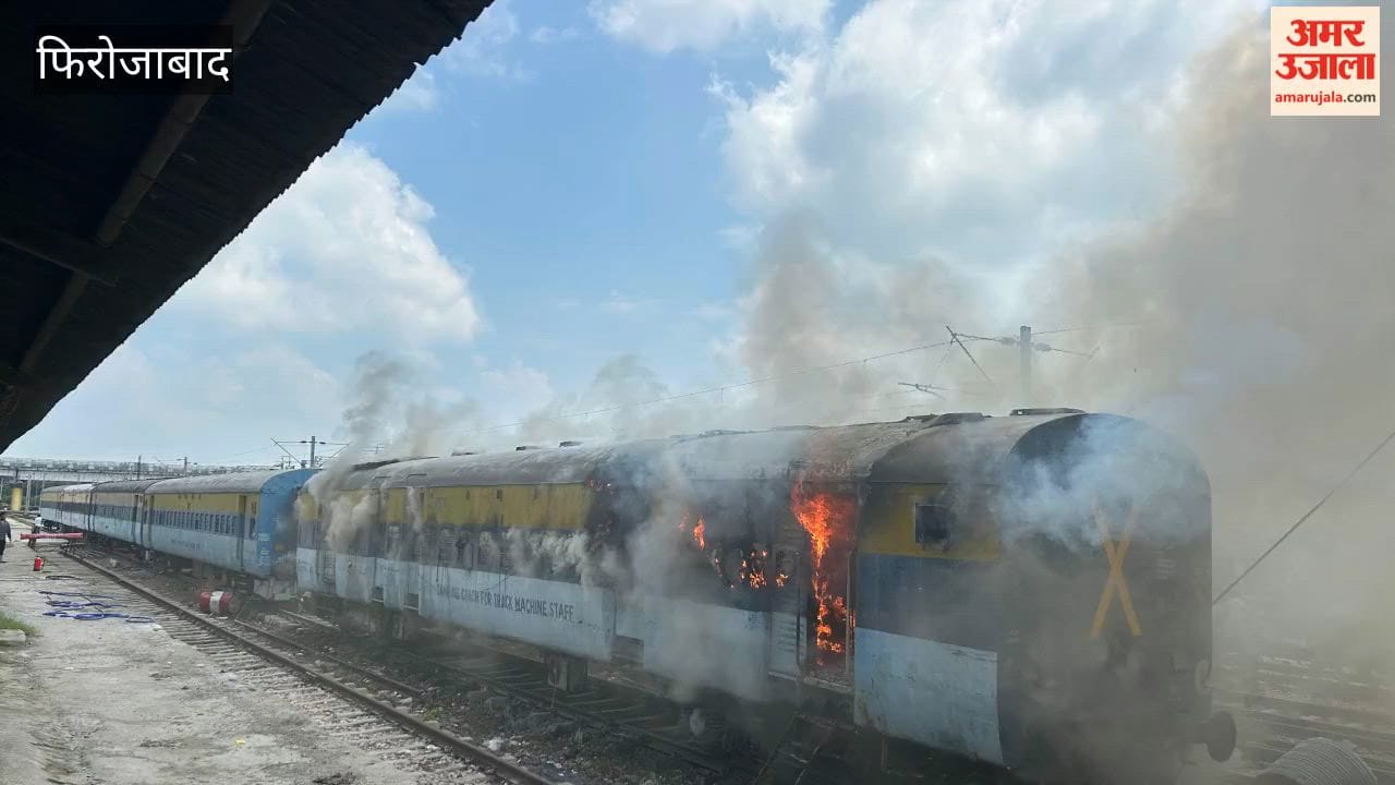 Massive fire breaks out in a railway track maintenance coach; cylinder explodes one person reported injured