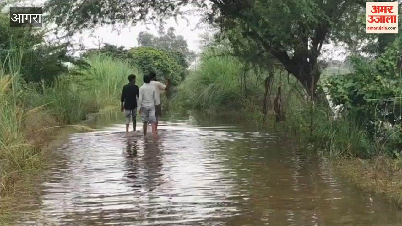 Road connectivity has been cut off due to water flowing over embankment at Kheragarh in agra