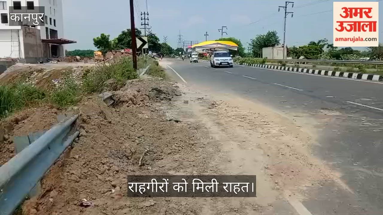 Kanpur Road on Mandhana Ganga Barrage Highway Repaired Seven Foot Deep Pit Filled with Soil