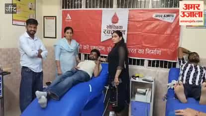 50 units of blood collected at a blood donation camp in Jind; men and women participated enthusiastically.
