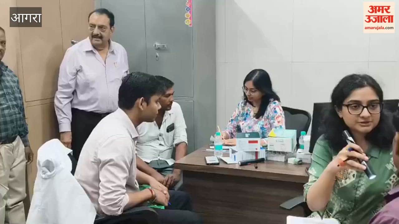 Eye examinations of patients at free eye care camp