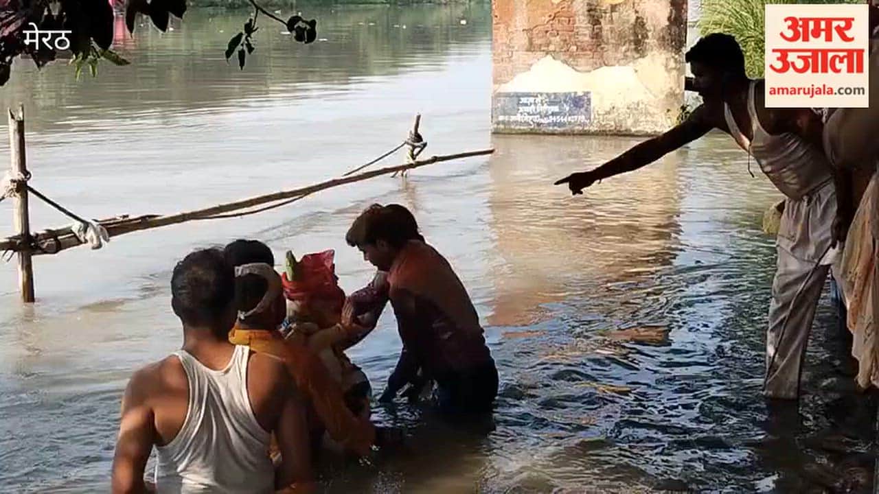 Meerut: Ganpati Bappa immersed in the Ganga Canal at Bhola Jhal.