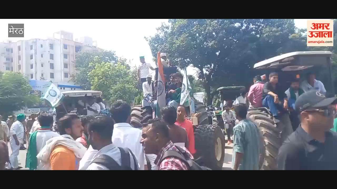 BKU Kisan Kranti Farmers Protest Demands, Surround Meerut Commissionerate Crossing with Tractor Convoy