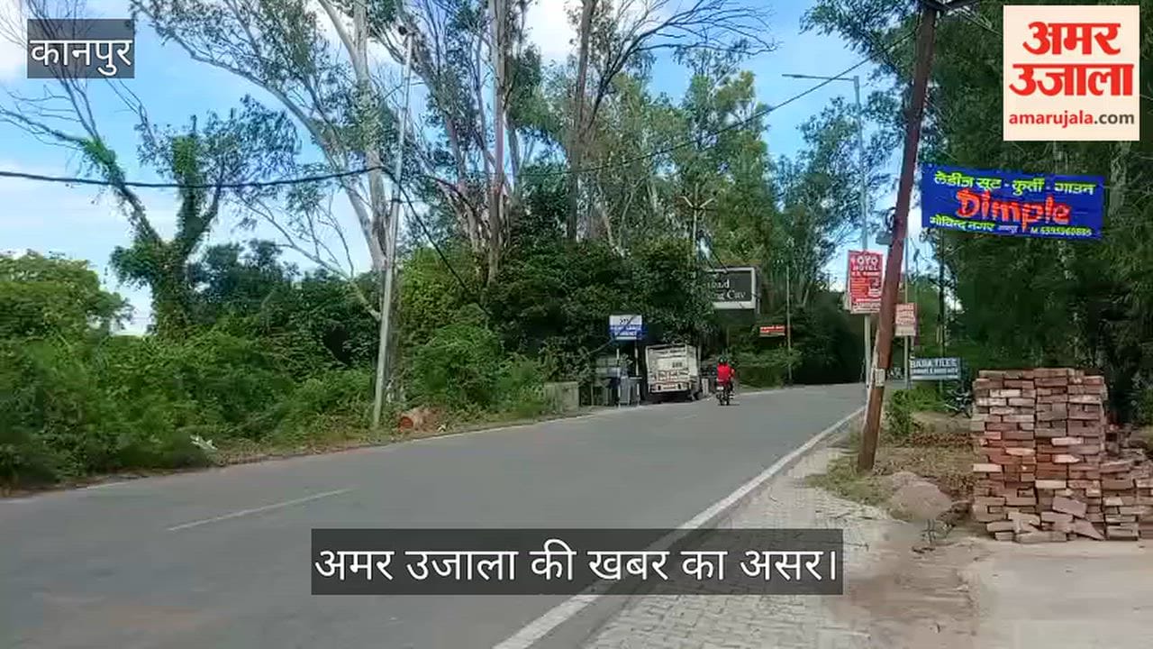 Kanpur KESCO secures fallen cable back onto pole on Bithoor Road