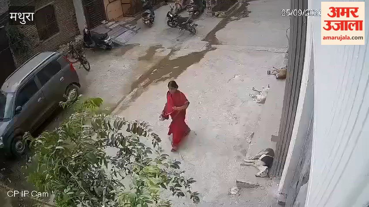 CCTV Video of Sant Premanand disciple jumping from roof at vrindavan in mathura