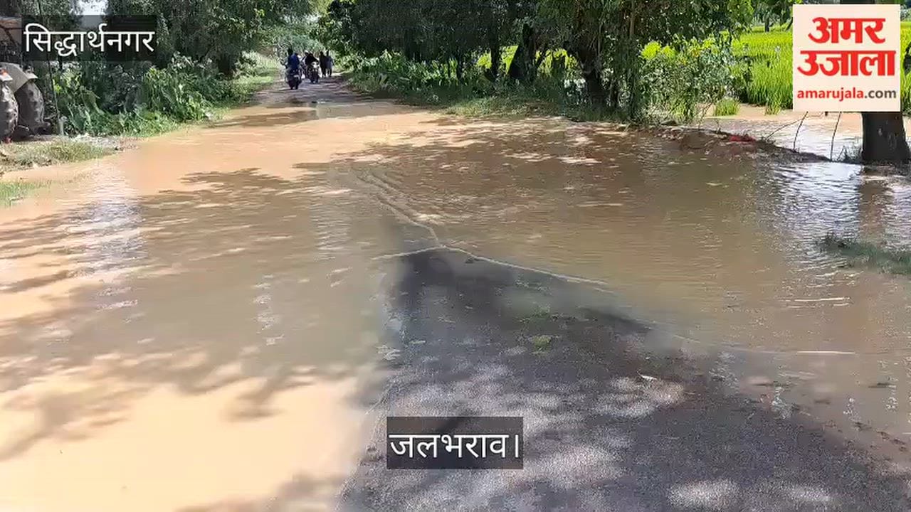 Waterlogging on the Basahiya-Jhulnipur road.