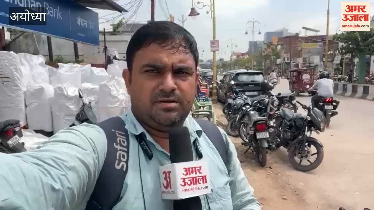 Footpaths encroached upon in Ayodhya pedestrians forced to walk on road