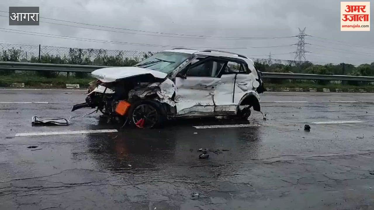 Agra-Lucknow Expressway Accident Car Traveling at 140 Kmph Hits Divider Three Die After Falling intoDeep Gorge