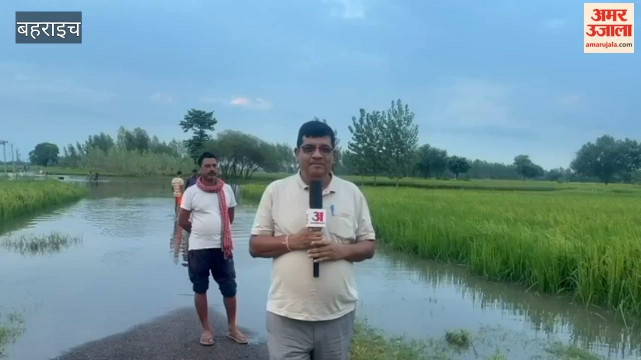 बहराइच के मिहींपुरवा क्षेत्र में बारिश के बाद सड़कें बनीं तालाब, खेतों में तैर रही धान की फसल