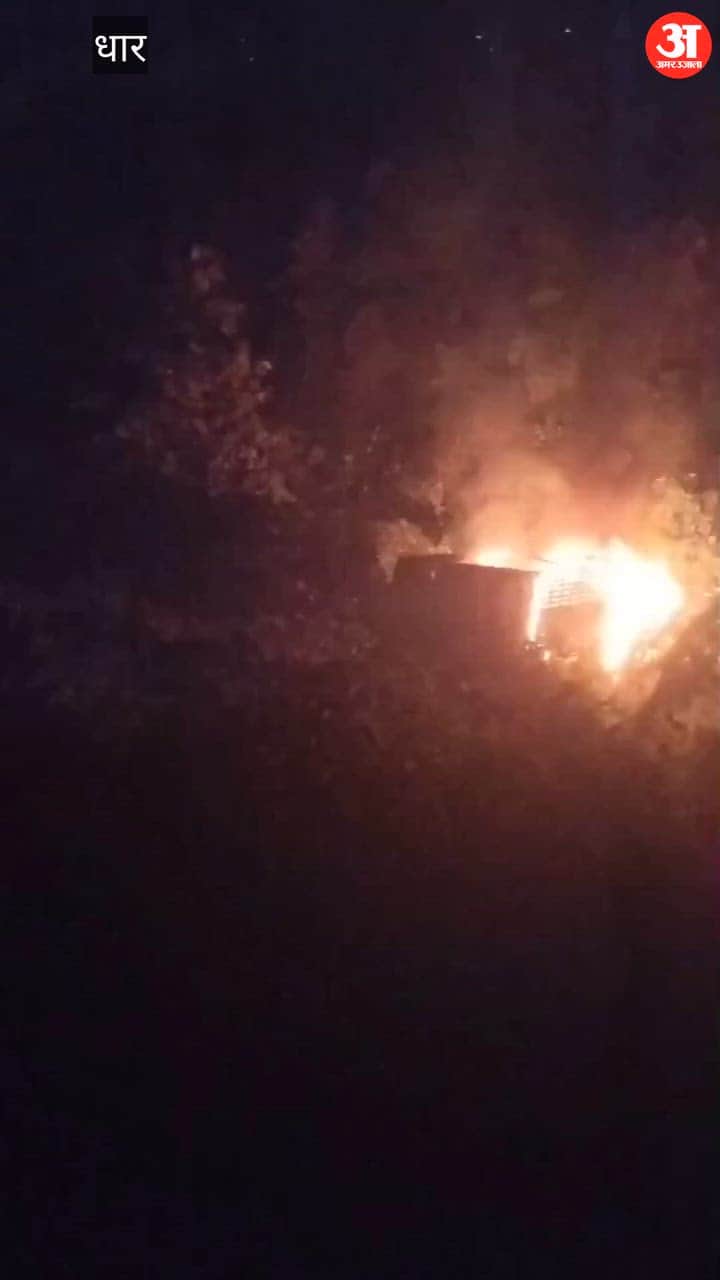 Dhar: Vehicle Breaks Railing and Plunges 50 Feet into Gorge, Cabin Catches Fire; Driver and Cleaner Escape