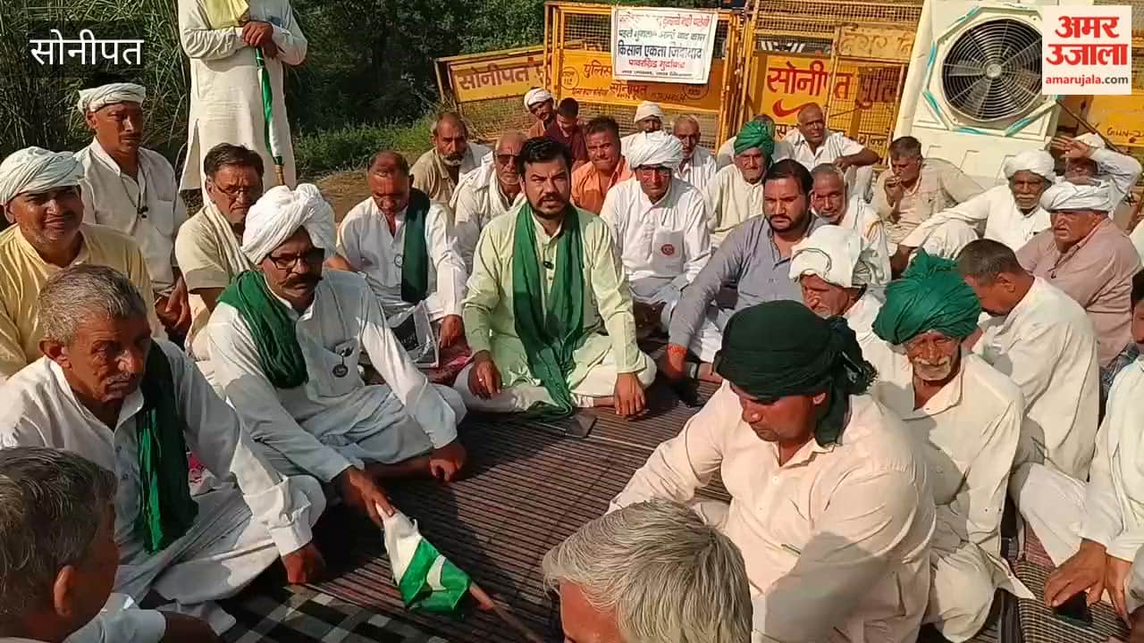 Farmers' protest against high-tension line in Sonipat continues for the second day; farmers remain firm in front of police barricades at Sohti