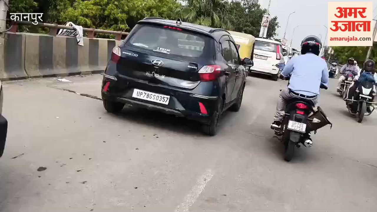 Kanpur: Traffic jam on Shyam Nagar bridge; vehicles crawled along
