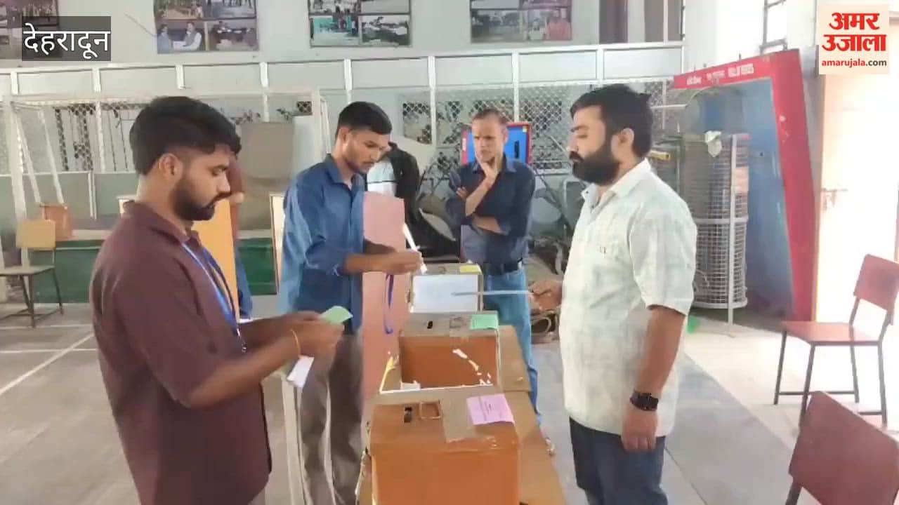 Voting for the student union election is underway at SGRR PG College, Bhandari Bagh