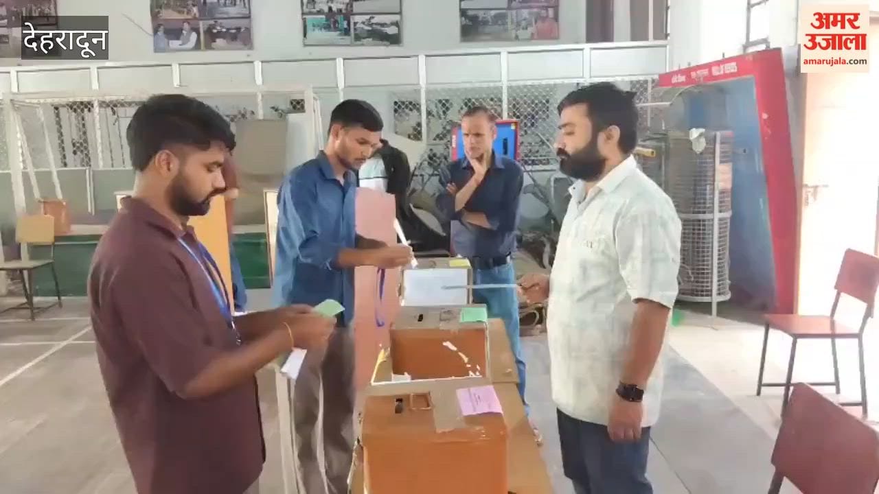 Voting for the student union election is underway at SGRR PG College, Bhandari Bagh