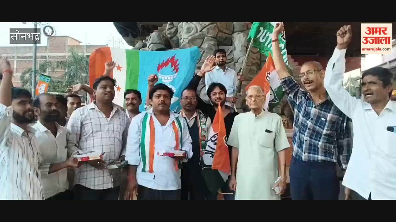 Party workers celebrate Mona Mishra's appointment as state president