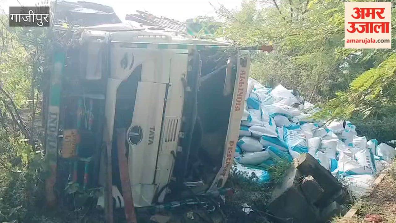 Trailer overturns on side of Purvanchal Expressway after tyre burst