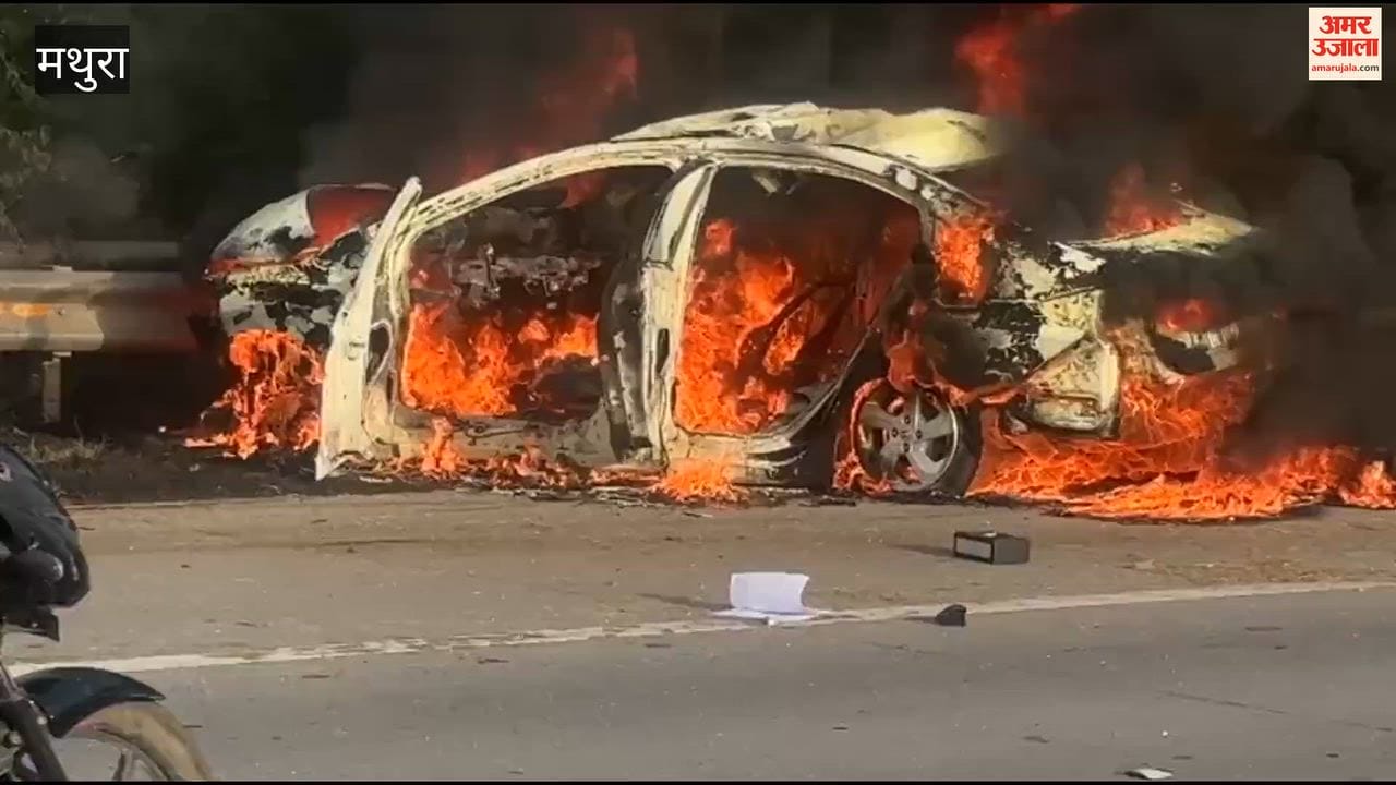 Horrific accident on Yamuna Expressway; car catches fire after the crash—one dead, two injured.