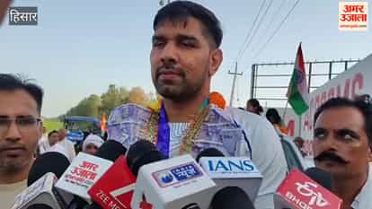 Hansi: Grand welcome for Asian Games bronze medalist Narendra Berwal.