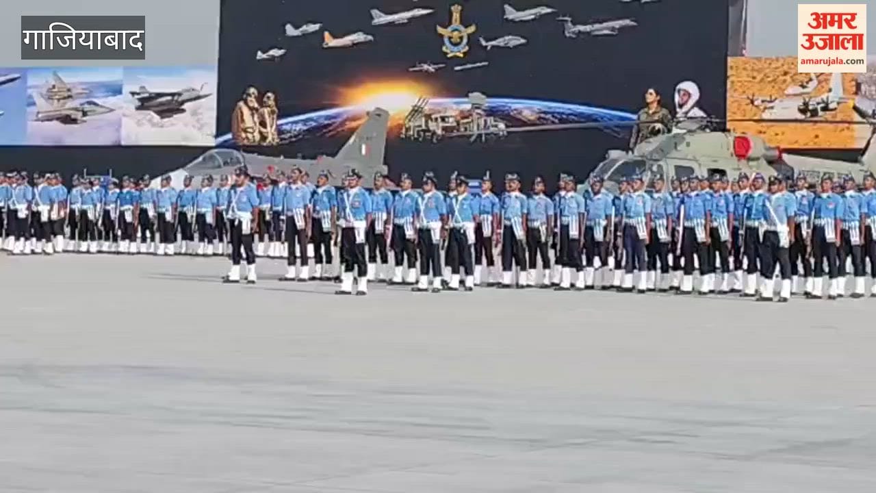 Full-dress rehearsal for the Air Force Day parade at Hindon Air Force Station today