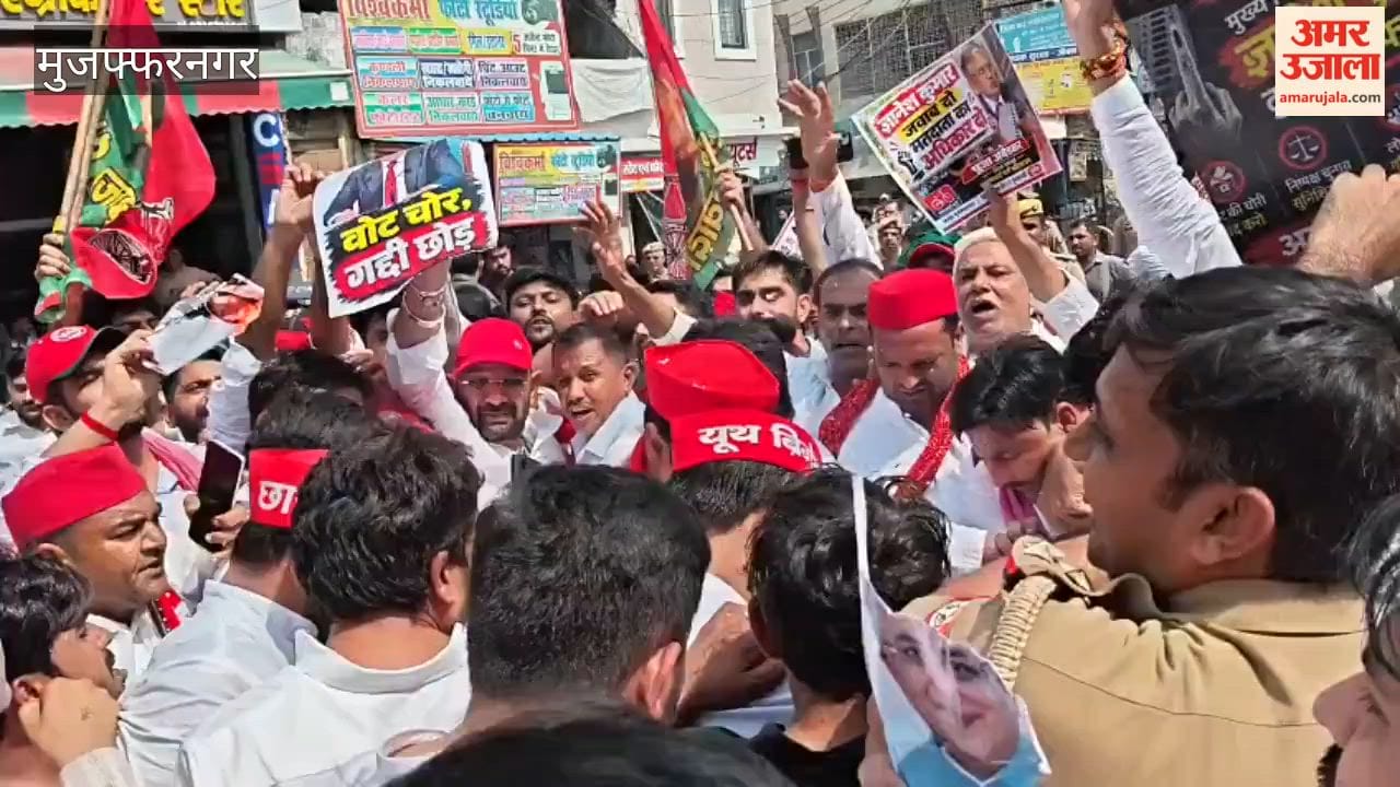 Muzaffarnagar: SP holds 'Save Vote, Save Country' march; scuffle with police.