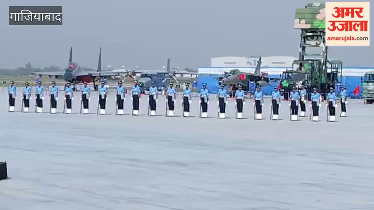 Ghaziabad Women team performs drill during rehearsal ahead of Air Force Day