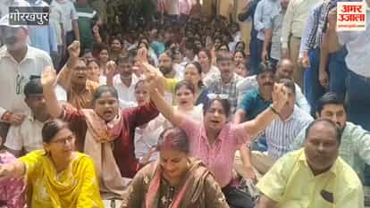 Contractual health workers staged protest at cmo office over their demands