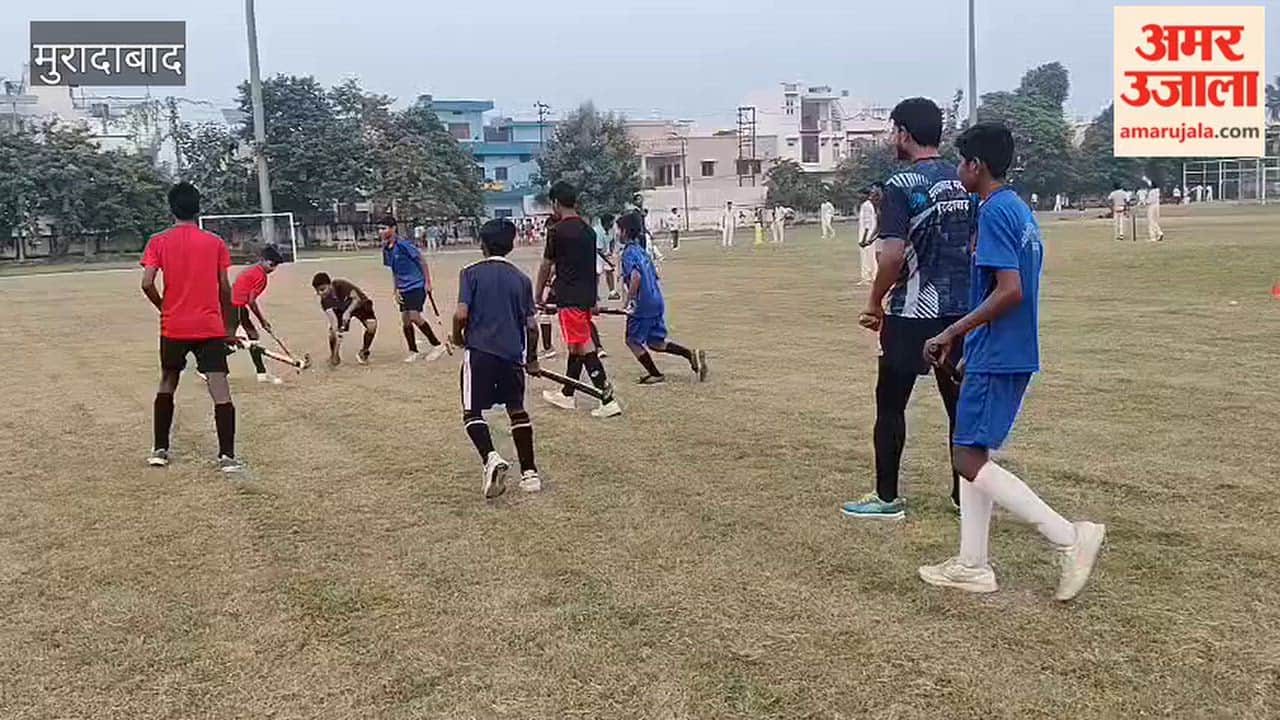 Children playing hockey at Sonakpur Stadium