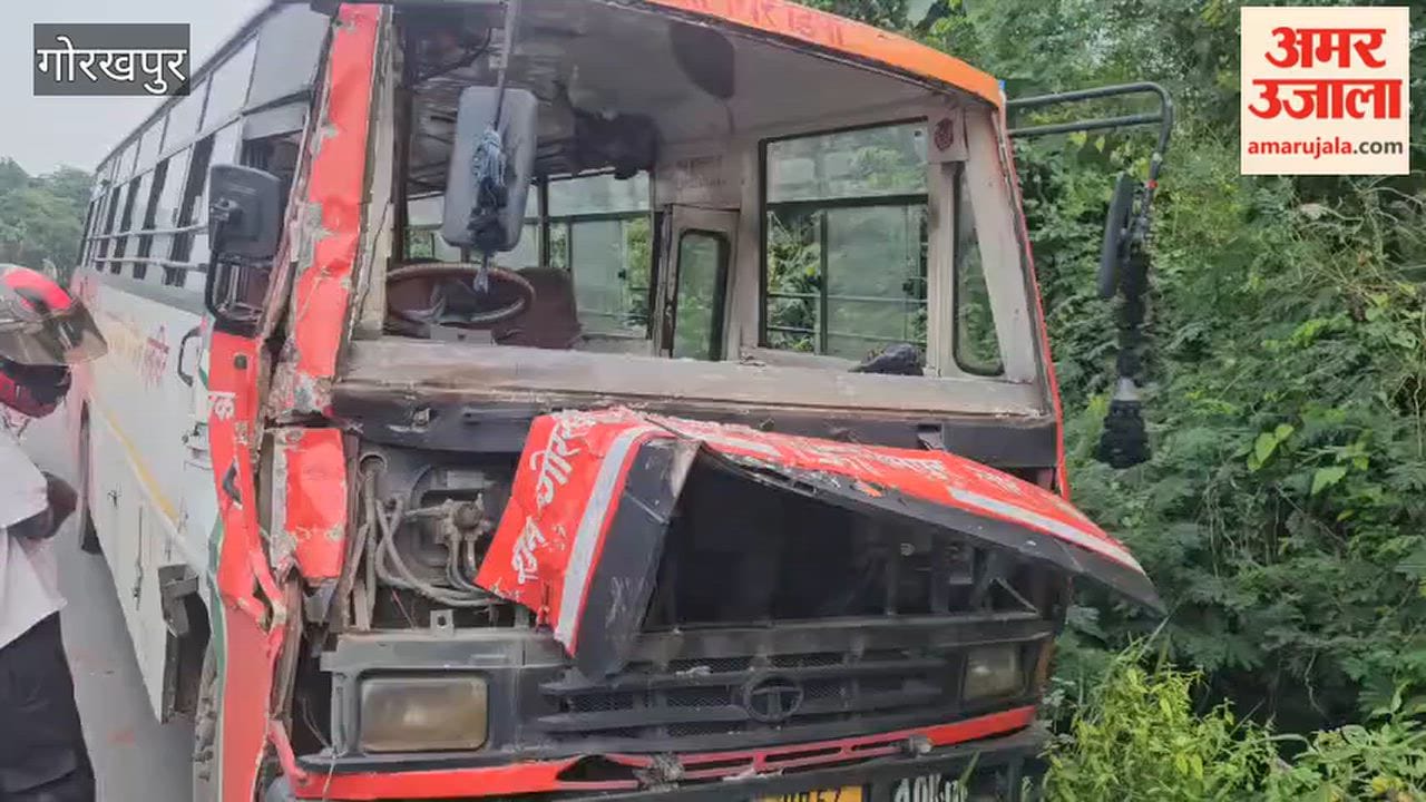 Out-of-control speeding bus collides with truck.