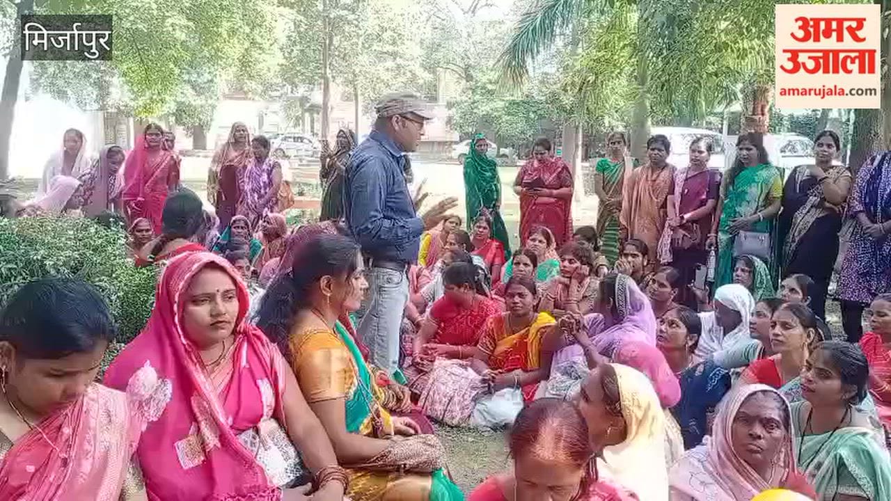Women from the group protest over various demands in mirzapur