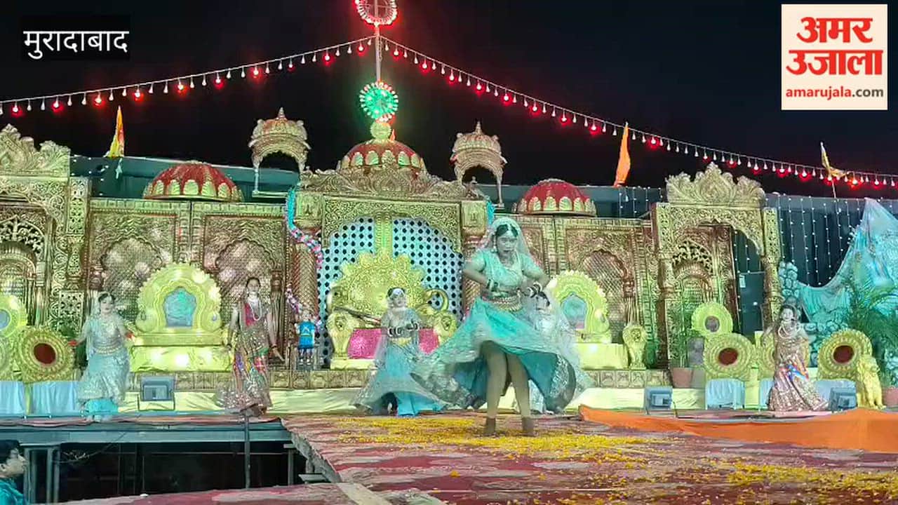 Dialogues echoed from the decorated stage at the Ramlila