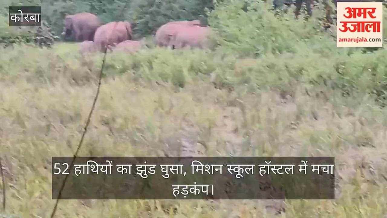 Herd of 52 elephants entered Teliyamar in Pasan range, broke mission school hostel boundary, damaged crops