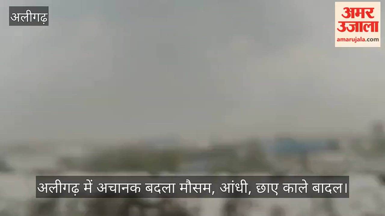 अलीगढ़ में अचानक बदला मौसम, आंधी, छाए काले बादल