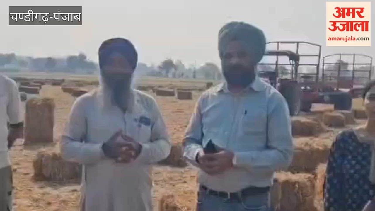 A farmer started the work of making stubble bales after acquiring a baler on subsidy.
