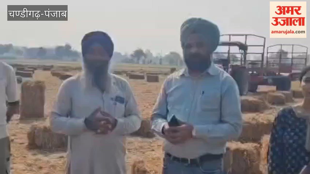 A farmer started the work of making stubble bales after acquiring a baler on subsidy.