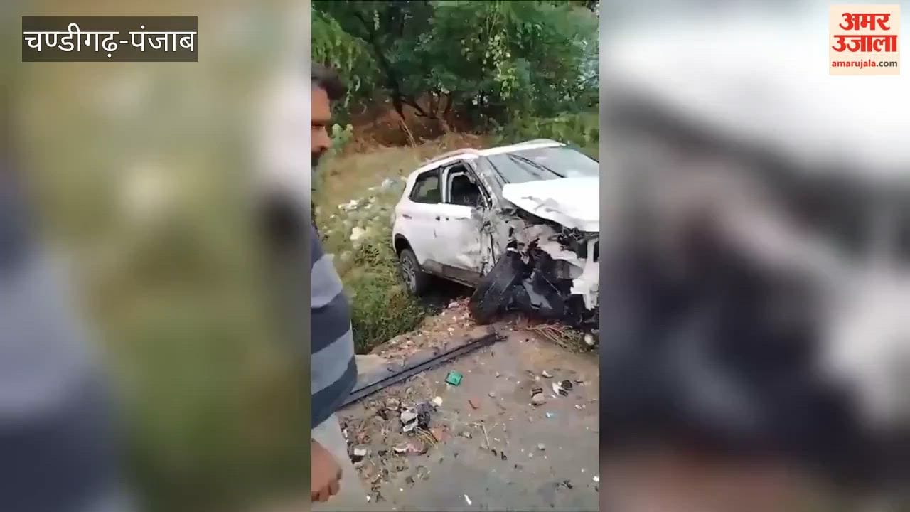 A mini-bus carrying 30 passengers collided with a car near Leela village; the driver steered it into the fields to avoid plunging into a drain