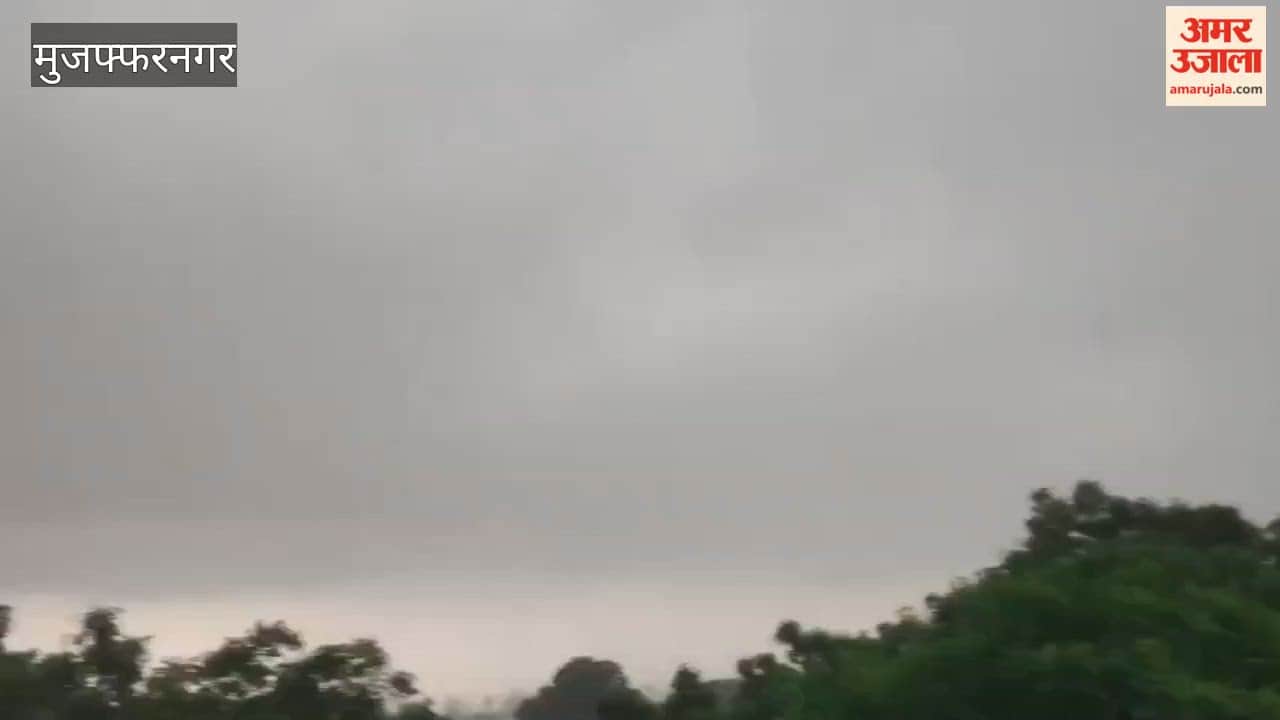 Muzaffarnagar: Darkness descends at midday due to dark clouds; rain accompanied by strong winds.