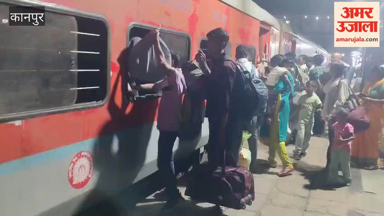 Kanpur: Crowds of passengers at Central Station; passengers seen entering through the emergency window.