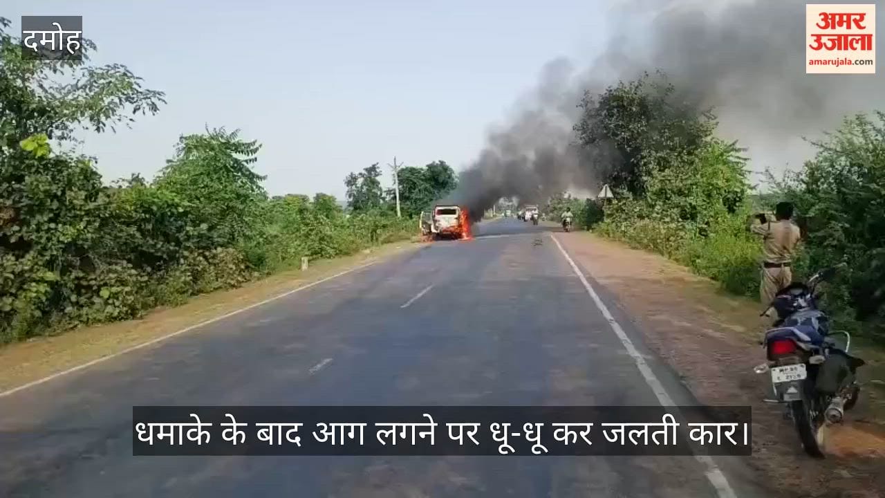 Fire Engulfs Old Scorpio Near Kumhari in Damoh, Police Extinguish Flames