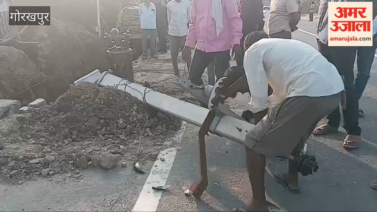 Electric pole fell during drain excavation.