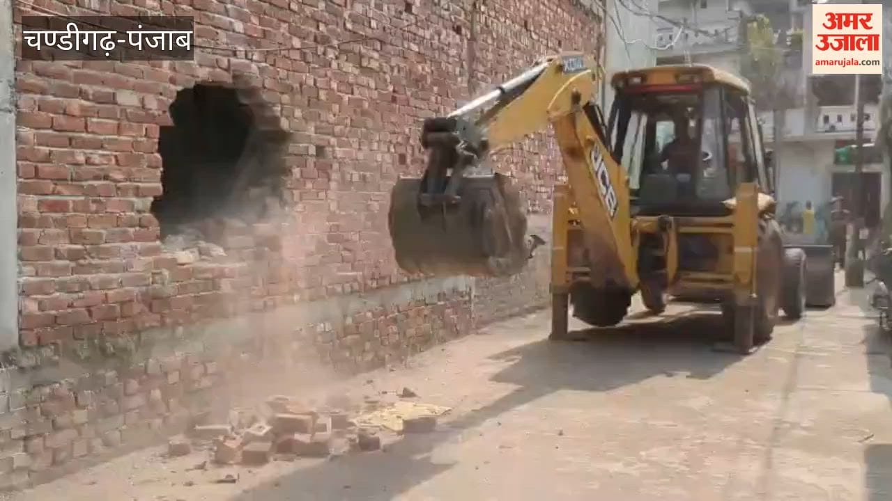 Demolition drive carried out against illegal encroachment on Pathankot Improvement Trust land.