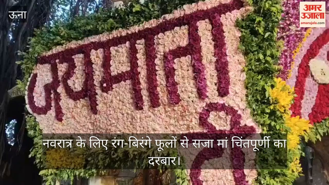 Maa Chintpurni's shrine adorned with colorful flowers for Navratri.